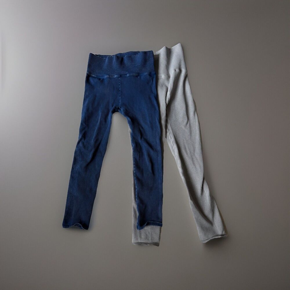 Free People Movement High-Rise Good Feels Ribbed Leggings Grey/Blue Med Lot of 2